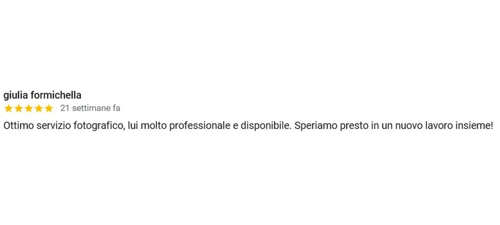 Recensione cliente servizio fotografico Roma