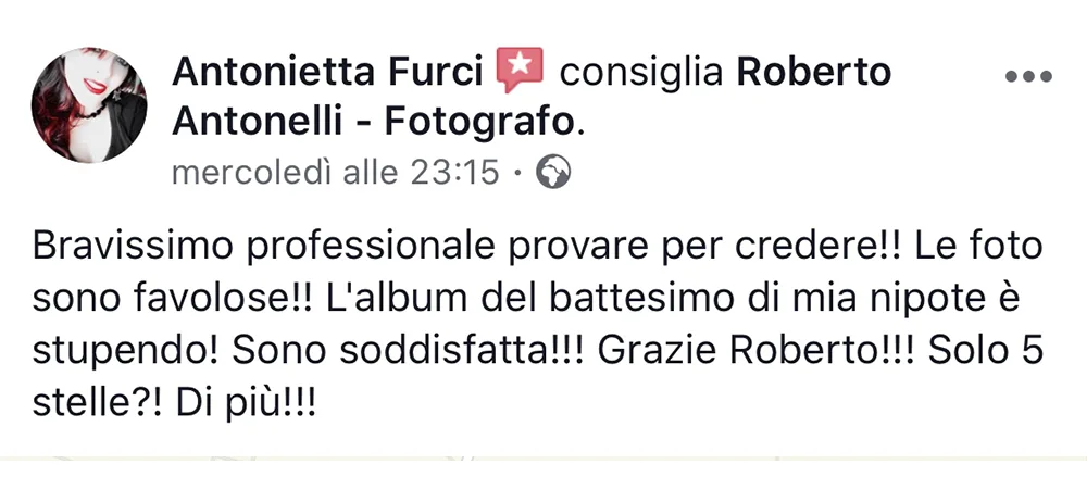 Recensione fotografica clienti Roma