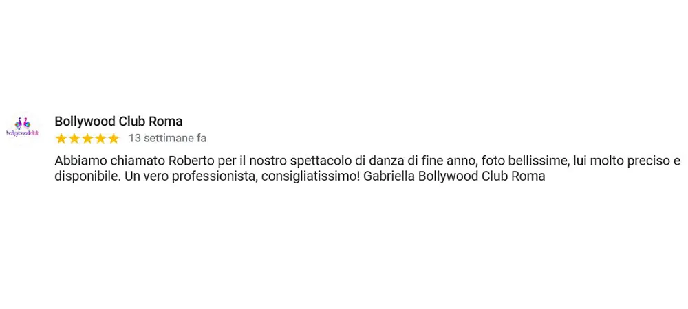 Recensione positiva fotografo Roma
