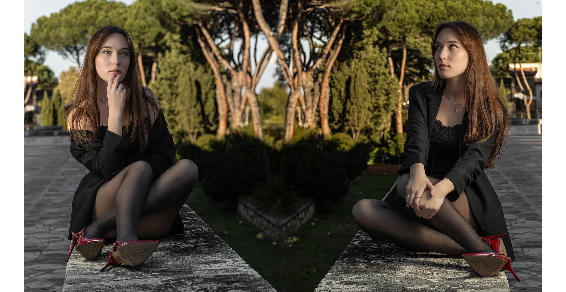 shooting fotografico elegante femminile a Roma in zona eur